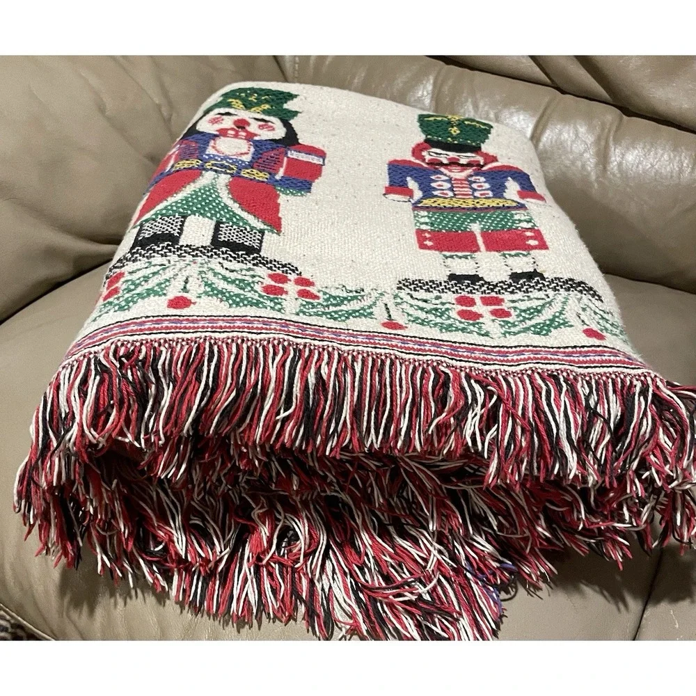 Vintage Woven Nutcracker Tapestry Blanket Christmas Sofa Throw 48
